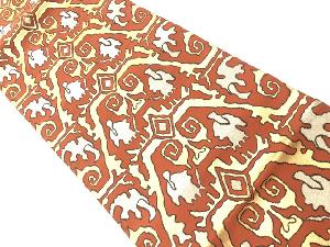 アンティーク　抽象模様織出し名古屋帯（着用可）